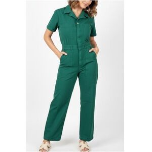 BIG BUD PRESS Short Sleeve Jumpsuit, Hunter Green, 1XL (Petite)
